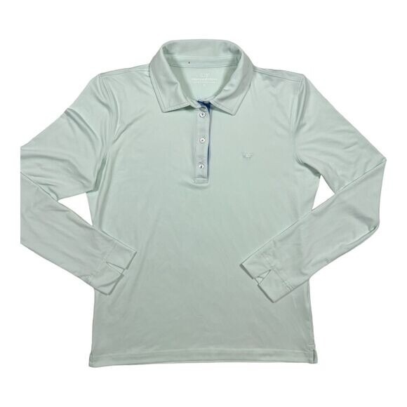 Vineyard Vines Womens Polo Shirt Long Sleeve Performance Size S Mint Green - Picture 1 of 4